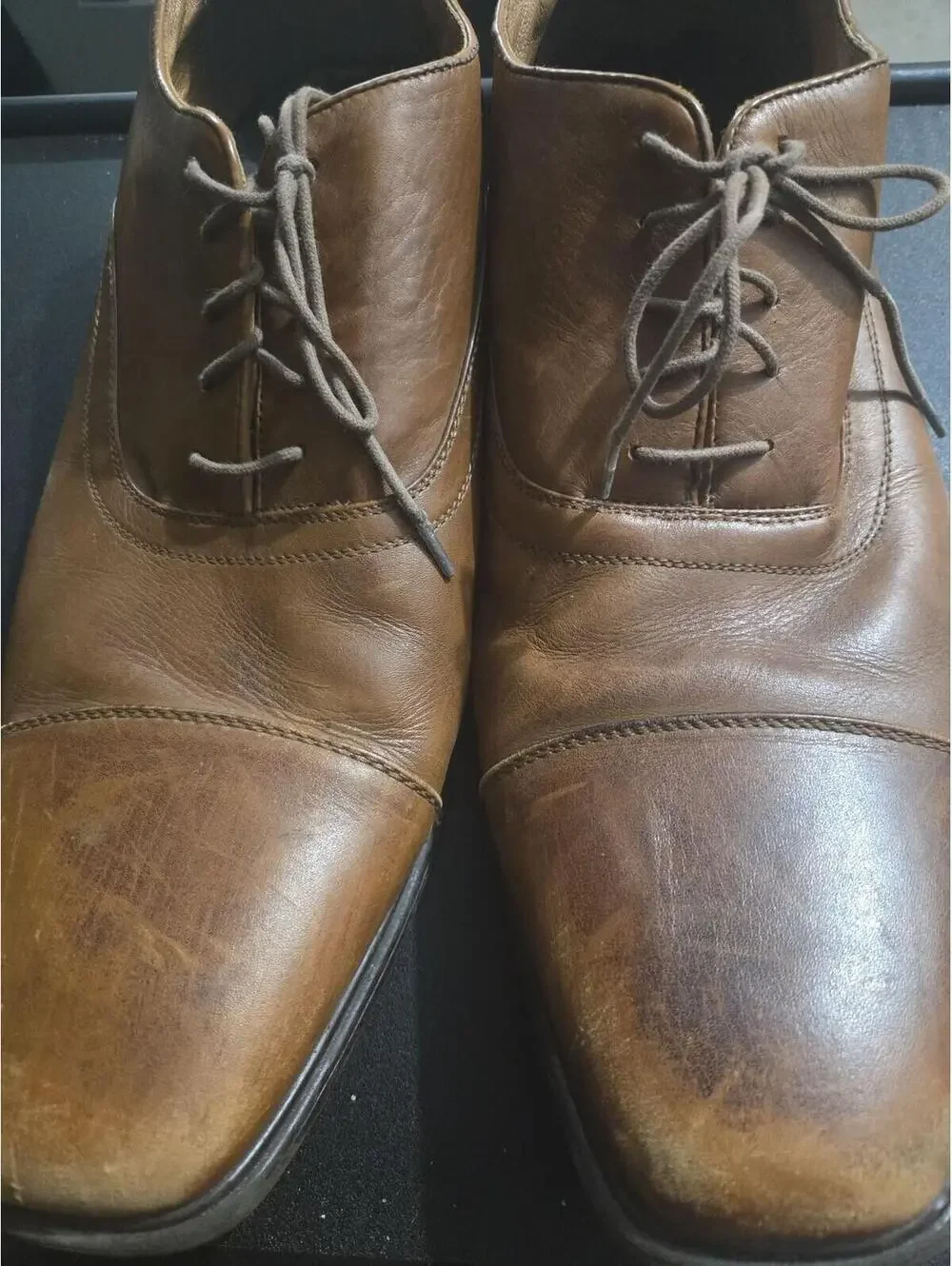 Mark Nason Men's Tan Leather Cap Toe Oxford Shoes Size 14